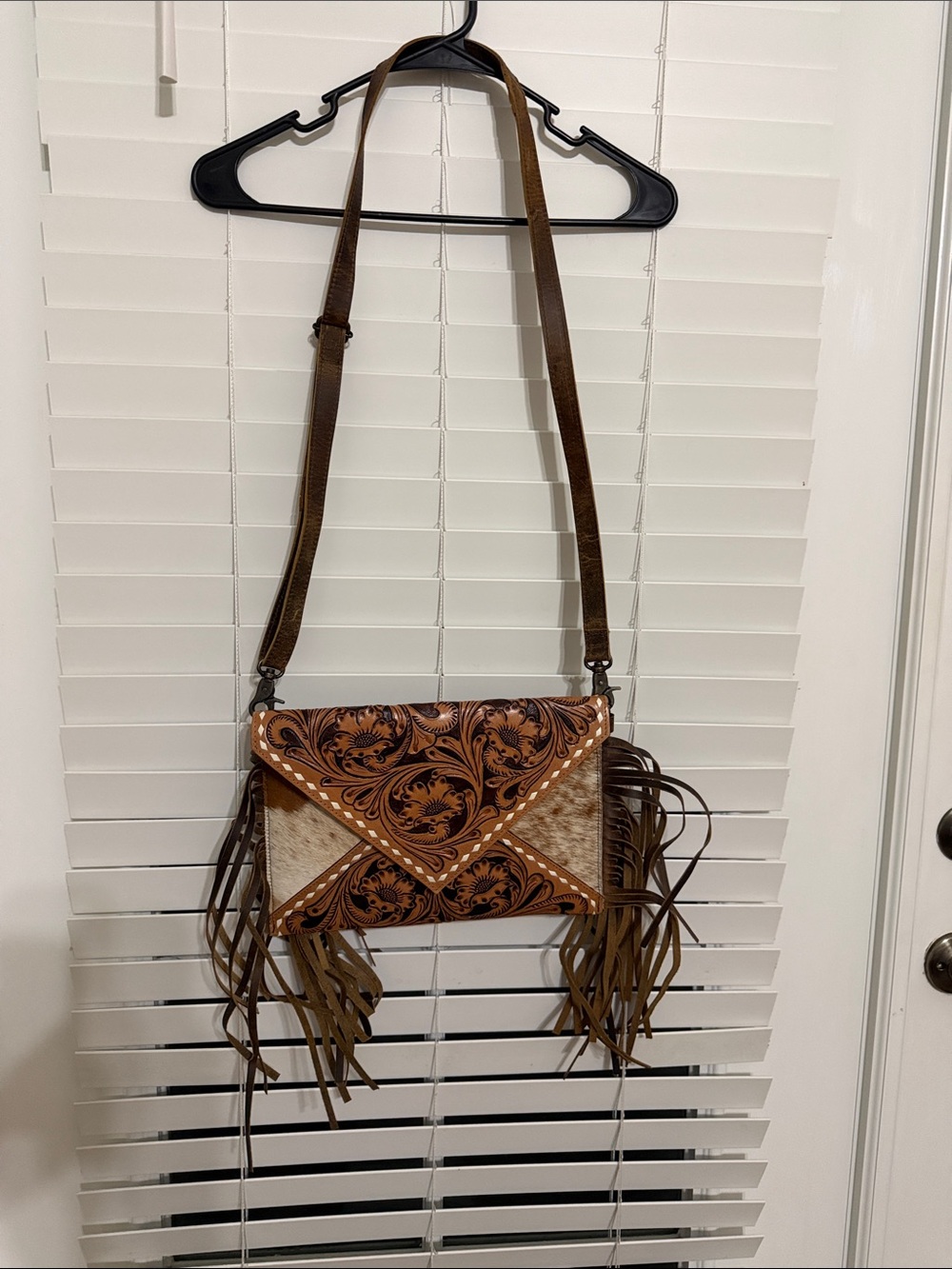 Fringed Western Crossbody Bag in Brown - Unbranded
